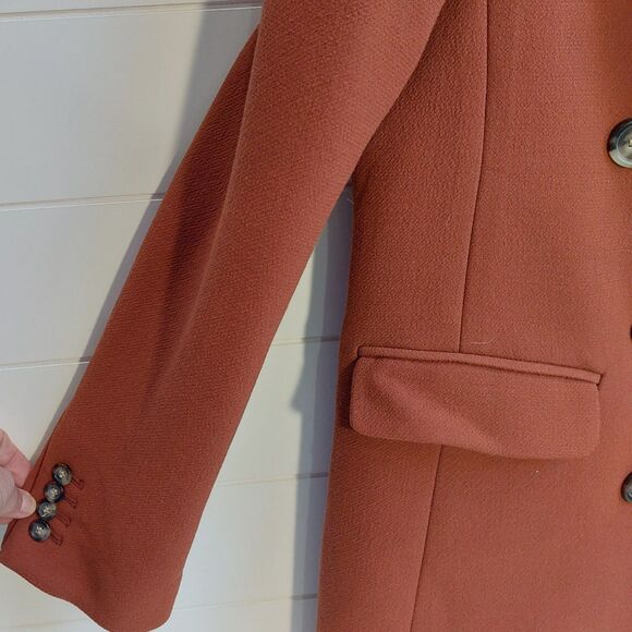 J Crew Double Cloth Wool Blend Double Breasted Coat Women's Size 4 Italy Pockets - Picture 2 of 15